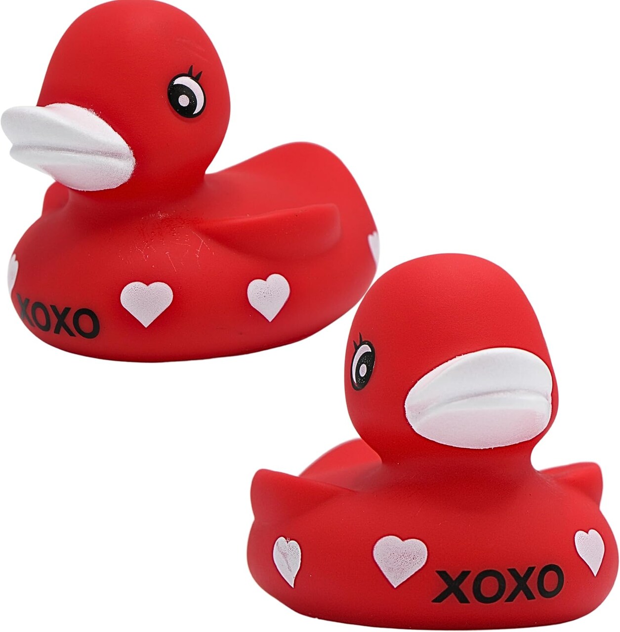 4E's Novelty 2 Pack Valentines Rubber Duck: 3" Large Red Rubber Ducky with XOXO